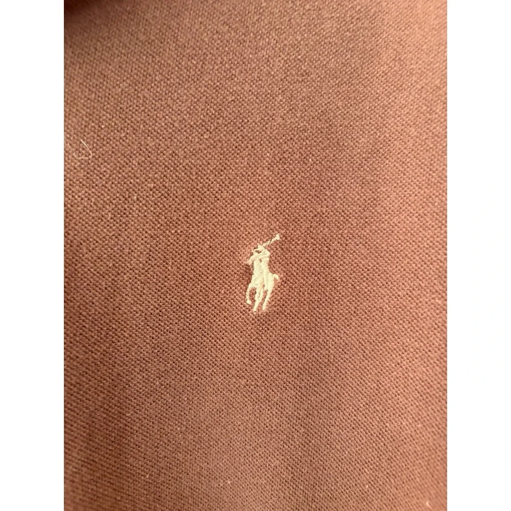 Polo Ralph Lauren Mens Brown Cotton Short Sleeve Polo Shirt Size L Vintage Logo